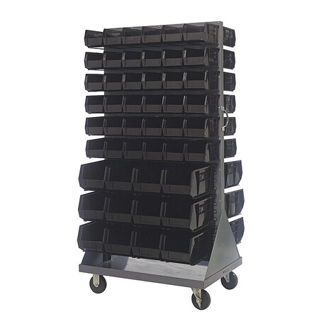 Steel Mobile Louvered Floor Rack, 36 in W x 24 in D x 72 in H, Gray MPN:QMD-36H-230240BK