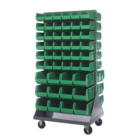 Steel Mobile Louvered Floor Rack, 36 in W x 24 in D x 72 in H, Gray MPN:QMD-36H-230240GN