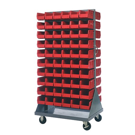 Steel Mobile Louvered Floor Rack, 36 in W x 24 in D x 72 in H, Gray MPN:QMD-36H-230RD