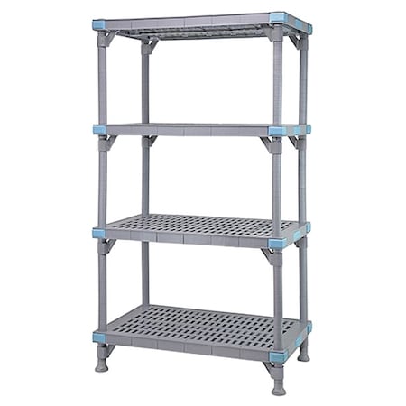Shelving Unit, 18 in D, 60 in W, 62 in H, 4 Shelves, Gray MPN:QP186062VS-4