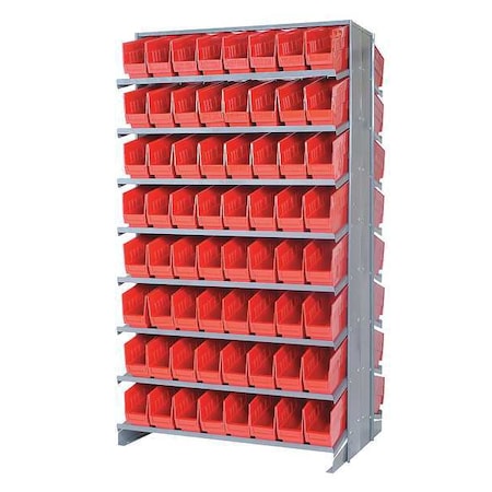 Steel Pick Rack, 24 in D x 64 in H x 36 in W, 16 Shelves, Red MPN:QPRD-201RD