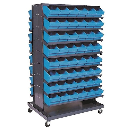 Steel Mobile Pick Rack, 36 in W x 60 in H x 24 in D, 16 Shelves, Gray MPN:QPRDM-601BL
