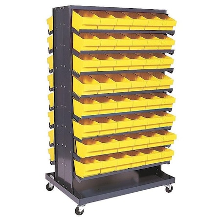 Steel Mobile Pick Rack, 36 in W x 60 in H x 24 in D, 16 Shelves, Gray MPN:QPRDM-601YL