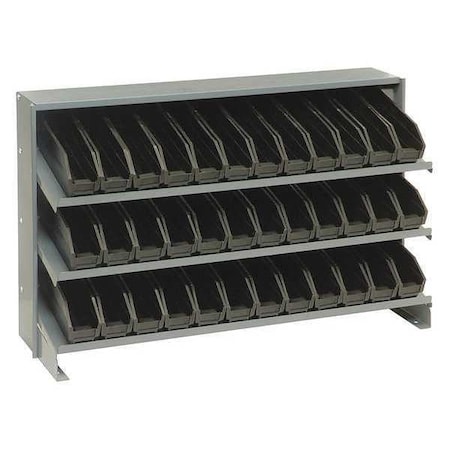 Steel Bench Pick Rack, 12 in D x 21 in H x 36 in W, 3 Shelves, Black MPN:QPRHA-100BK
