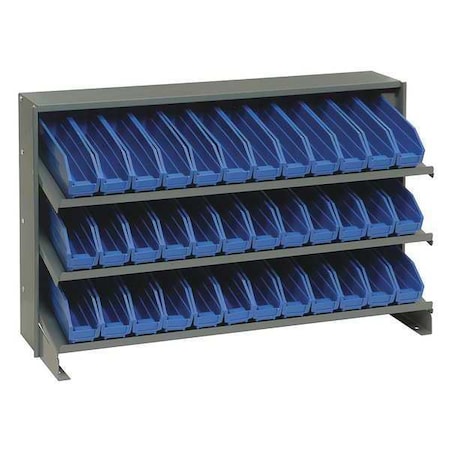 Steel Bench Pick Rack, 12 in D x 21 in H x 36 in W, 3 Shelves, Blue MPN:QPRHA-100BL
