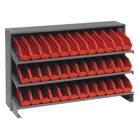Steel Bench Pick Rack, 12 in D x 21 in H x 36 in W, 3 Shelves, Red MPN:QPRHA-100RD