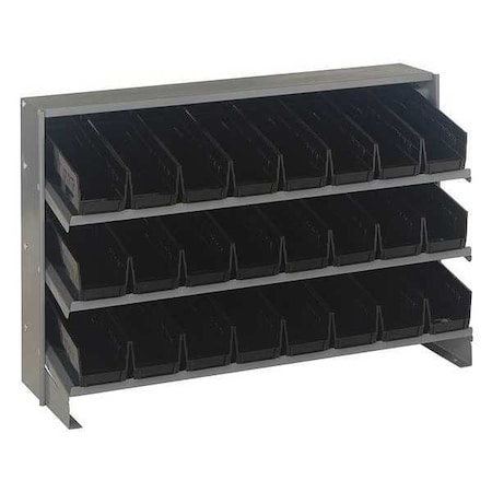 Steel Bench Pick Rack, 12 in D x 21 in H x 36 in W, 3 Shelves, Black MPN:QPRHA-101BK