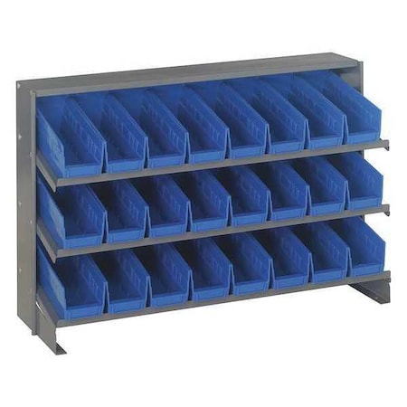Steel Bench Pick Rack, 12 in D x 21 in H x 36 in W, 3 Shelves, Blue MPN:QPRHA-101BL