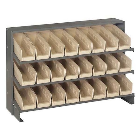Steel Bench Pick Rack, 12 in D x 21 in H x 36 in W, 3 Shelves, Ivory MPN:QPRHA-101IV