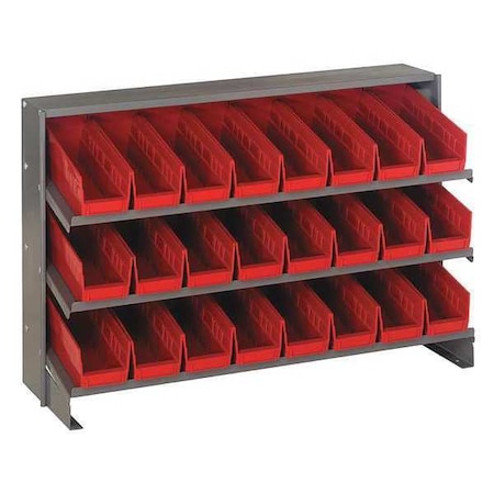 Steel Bench Pick Rack, 12 in D x 21 in H x 36 in W, 3 Shelves, Red MPN:QPRHA-101RD