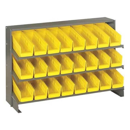 Steel Bench Pick Rack, 12 in D x 21 in H x 36 in W, 3 Shelves, Yellow MPN:QPRHA-101YL