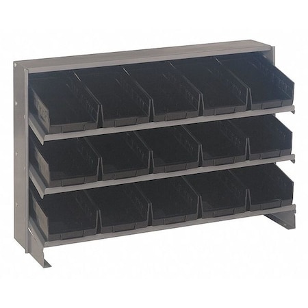 Steel Bench Pick Rack, 12 in D x 21 in H x 36 in W, 3 Shelves, Black MPN:QPRHA-102BK