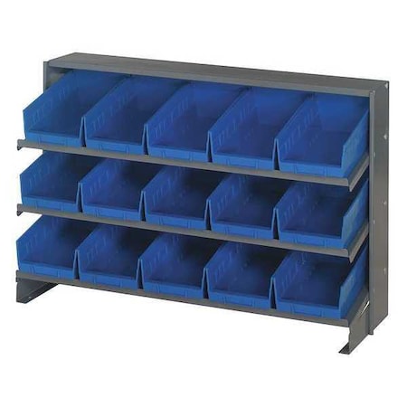 Steel Bench Pick Rack, 12 in D x 21 in H x 36 in W, 3 Shelves, Blue MPN:QPRHA-102BL