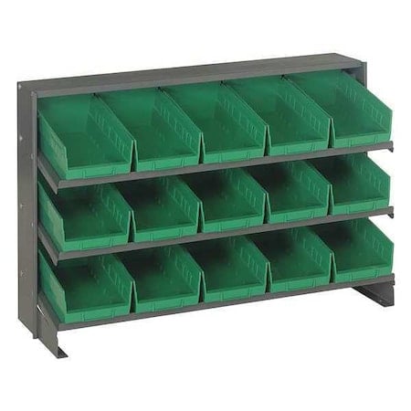 Steel Bench Pick Rack, 12 in D x 21 in H x 36 in W, 3 Shelves, Green MPN:QPRHA-102GN