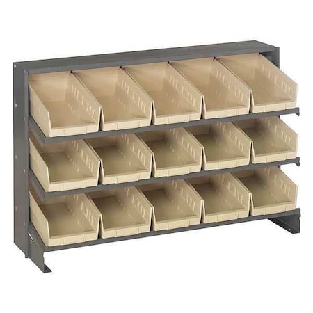 Steel Bench Pick Rack, 12 in D x 21 in H x 36 in W, 3 Shelves, Ivory MPN:QPRHA-102IV