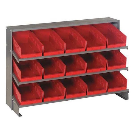 Steel Bench Pick Rack, 12 in D x 21 in H x 36 in W, 3 Shelves, Red MPN:QPRHA-102RD