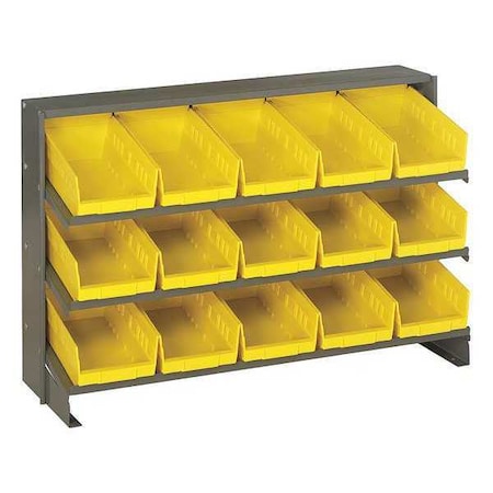 Steel Bench Pick Rack, 12 in D x 21 in H x 36 in W, 3 Shelves, Yellow MPN:QPRHA-102YL