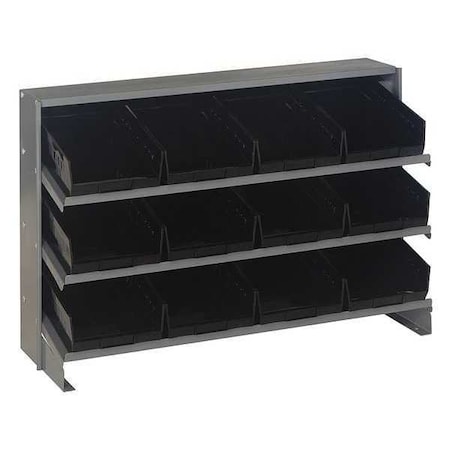 Steel Bench Pick Rack, 12 in D x 21 in H x 36 in W, 3 Shelves, Black MPN:QPRHA-107BK