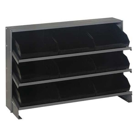 Steel Bench Pick Rack, 12 in D x 21 in H x 36 in W, 3 Shelves, Black MPN:QPRHA-109BK