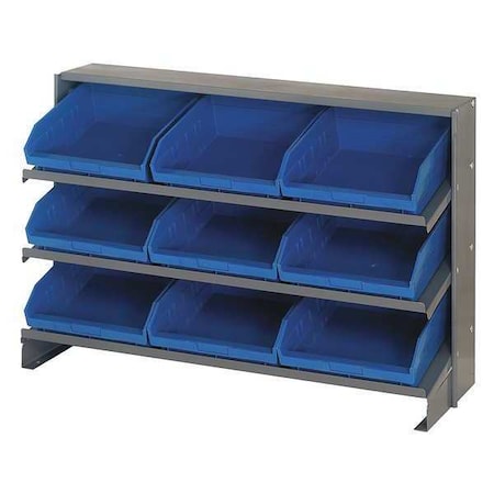 Steel Bench Pick Rack, 12 in D x 21 in H x 36 in W, 3 Shelves, Blue MPN:QPRHA-109BL