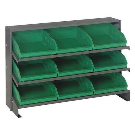 Steel Bench Pick Rack, 12 in D x 21 in H x 36 in W, 3 Shelves, Green MPN:QPRHA-109GN