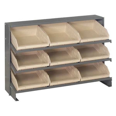 Steel Bench Pick Rack, 12 in D x 21 in H x 36 in W, 3 Shelves, Ivory MPN:QPRHA-109IV