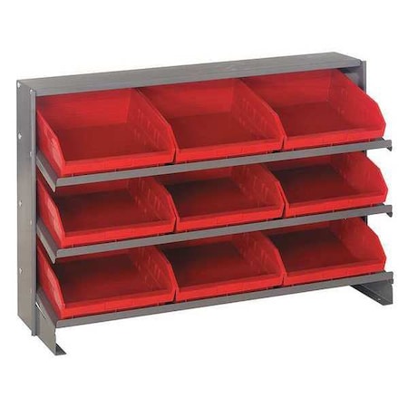Steel Bench Pick Rack, 12 in D x 21 in H x 36 in W, 3 Shelves, Red MPN:QPRHA-109RD