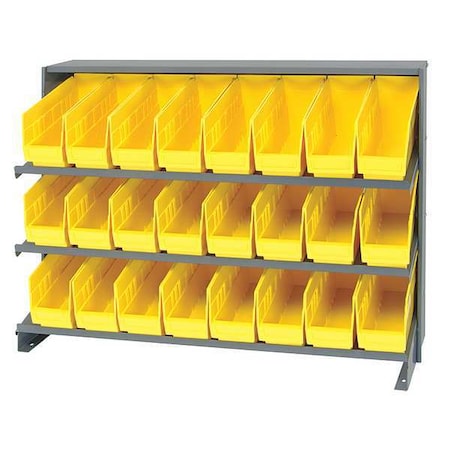 Steel Bench Pick Rack, 12 in D x 27 in H x 36 in W, 3 Shelves, Yellow MPN:QPRHA-201YL