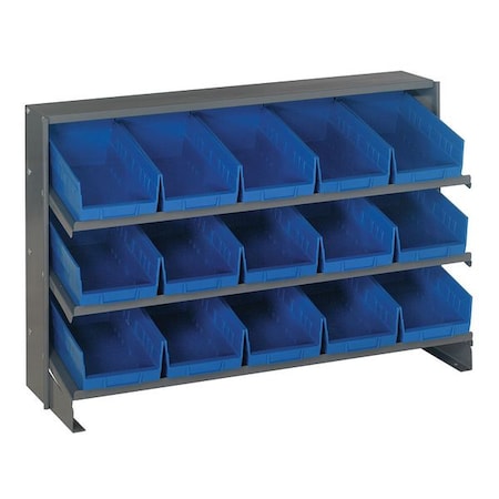 Steel Bench Pick Rack, 12 in D x 27 in H x 36 in W, 3 Shelves, Blue MPN:QPRHA-202BL