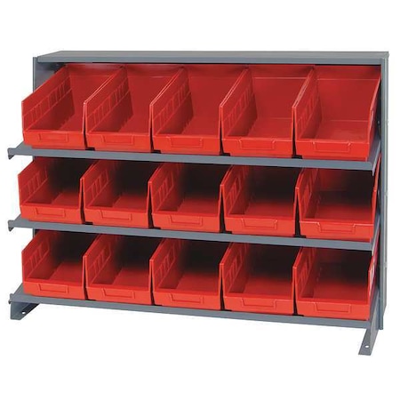 Steel Bench Pick Rack, 12 in D x 27 in H x 36 in W, 3 Shelves, Red MPN:QPRHA-202RD