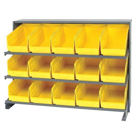 Steel Bench Pick Rack, 12 in D x 27 in H x 36 in W, 3 Shelves, Yellow MPN:QPRHA-202YL