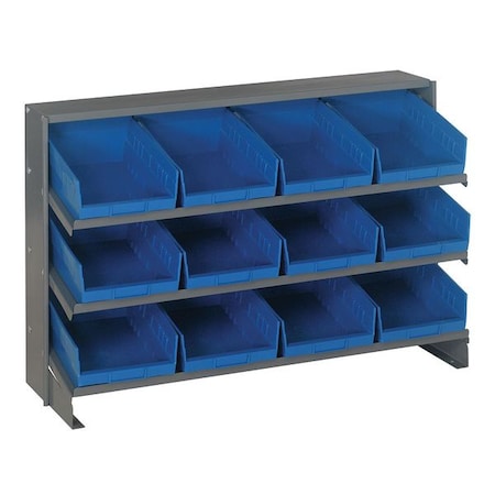 Steel Bench Pick Rack, 12 in D x 27 in H x 36 in W, 3 Shelves, Blue MPN:QPRHA-207BL