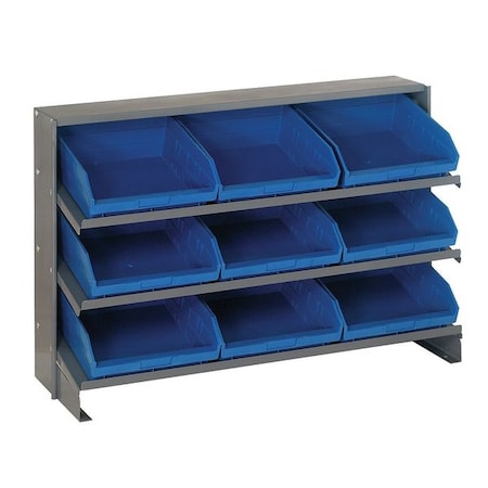 Steel Bench Pick Rack, 12 in D x 27 in H x 36 in W, 3 Shelves, Blue MPN:QPRHA-209BL