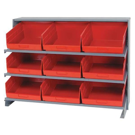 Steel Bench Pick Rack, 12 in D x 27 in H x 36 in W, 3 Shelves, Red MPN:QPRHA-209RD