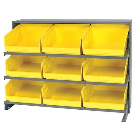 Steel Bench Pick Rack, 12 in D x 27 in H x 36 in W, 3 Shelves, Yellow MPN:QPRHA-209YL