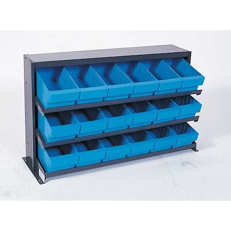 Steel Bench Pick Rack, 12 in D x 21 in H x 36 in W, 3 Shelves, Blue MPN:QPRHA-601BL