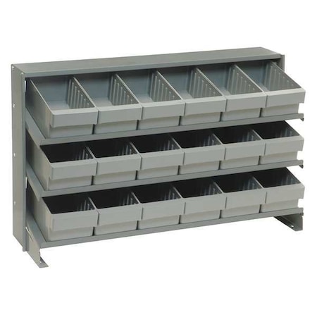Steel Bench Pick Rack, 12 in D x 21 in H x 36 in W, 3 Shelves, Gray MPN:QPRHA-601GY