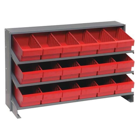 Steel Bench Pick Rack, 12 in D x 21 in H x 36 in W, 3 Shelves, Red MPN:QPRHA-601RD