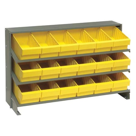 Steel Bench Pick Rack, 12 in D x 21 in H x 36 in W, 3 Shelves, Yellow MPN:QPRHA-601YL