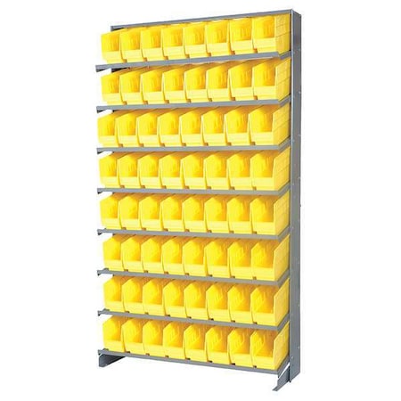Steel Pick Rack, 12 in D x 64 in H x 36 in W, 8 Shelves, Yellow MPN:QPRS-201YL