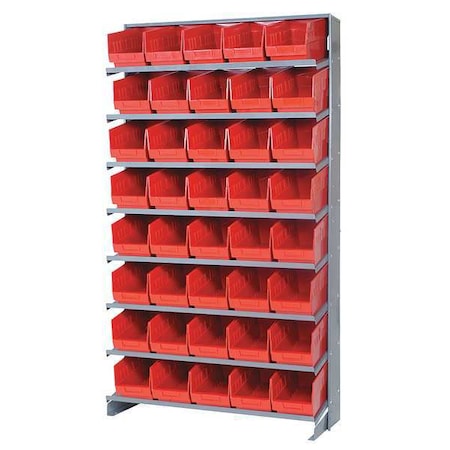 Steel Pick Rack, 12 in D x 64 in H x 36 in W, 8 Shelves, Red MPN:QPRS-202RD