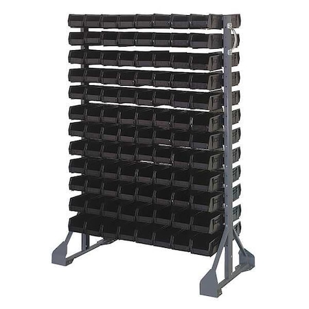 Steel Bin Rail Floor Rack, 20 in D x 54 in H x 36 in W, Black MPN:QRU-12D-220-192BK