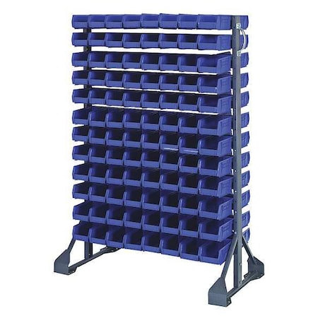 Steel Bin Rail Floor Rack, 20 in D x 54 in H x 36 in W, Blue MPN:QRU-12D-220-192BL