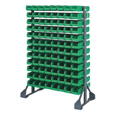 Steel Bin Rail Floor Rack, 20 in D x 54 in H x 36 in W, Green MPN:QRU-12D-220-192GN