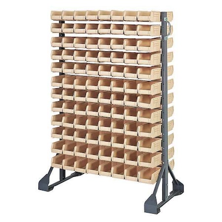 Steel Bin Rail Floor Rack, 20 in D x 54 in H x 36 in W, Ivory MPN:QRU-12D-220-192IV