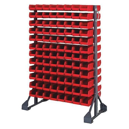 Steel Bin Rail Floor Rack, 20 in D x 54 in H x 36 in W, Red MPN:QRU-12D-220-192RD