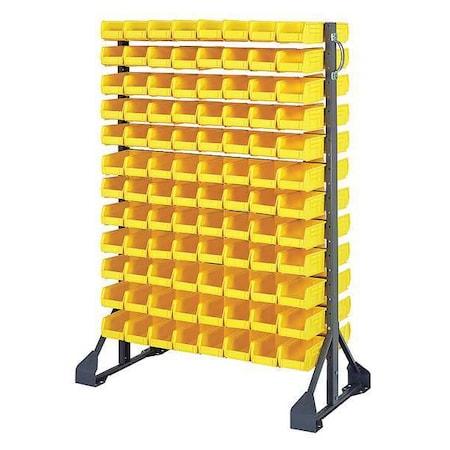 Steel Bin Rail Floor Rack, 20 in D x 54 in H x 36 in W, Yellow MPN:QRU-12D-220-192YL