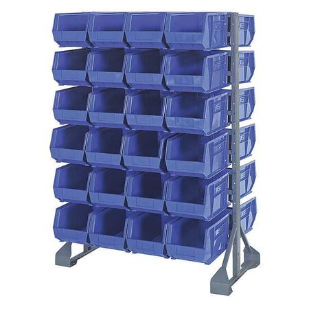 Steel Bin Rail Floor Rack, 20 in D x 54 in H x 36 in W, Blue MPN:QRU-12D-240-48BL