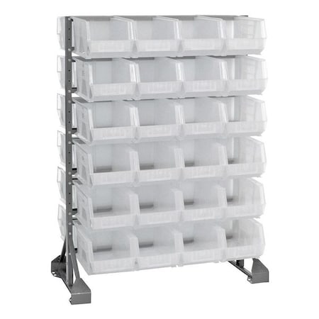 Steel Bin Rail Floor Rack, 20 in D x 54 in H x 36 in W, Clear MPN:QRU-12D-240-48CL