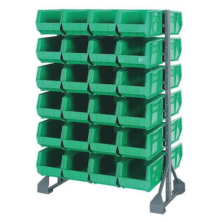 Steel Bin Rail Floor Rack, 20 in D x 54 in H x 36 in W, Green MPN:QRU-12D-240-48GN